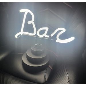 Electronic Plug In LED Neon Light Up Glass BAR Beer Sign Black & White